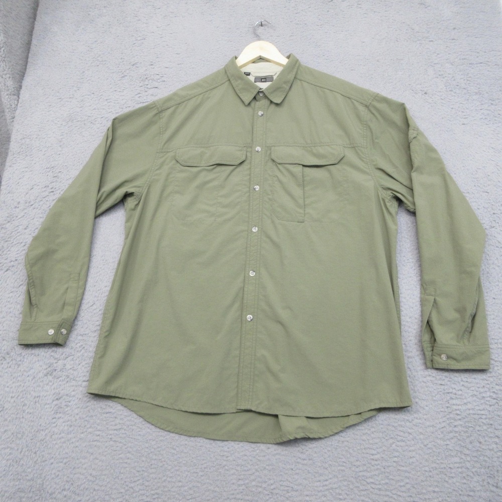 REI Vented‎ Roll Tab Shirt Mens XL Green Nylon UPF 40+ Fishing Hiking Outdoor